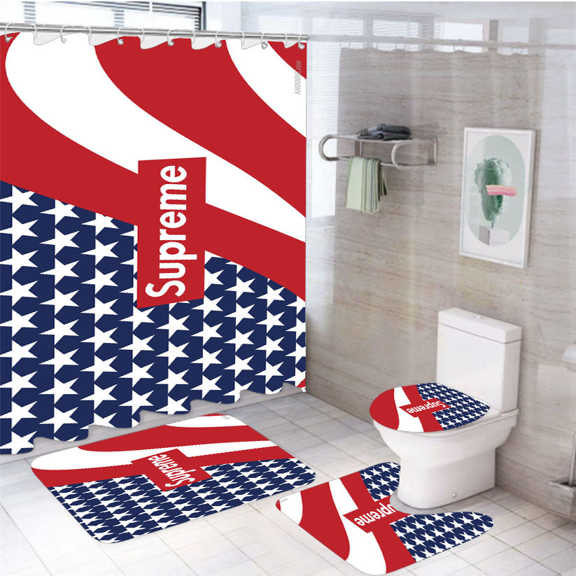 Supreme Flag 4Pcs Bathroom Set Shower Curtain