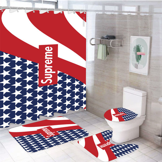 Supreme Flag 4Pcs Bathroom Set Shower Curtain