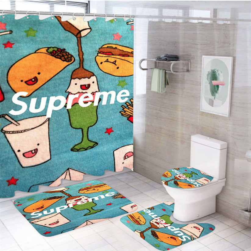 Supreme Food And Drink 4Pcs Bathroom Set Shower Curtain