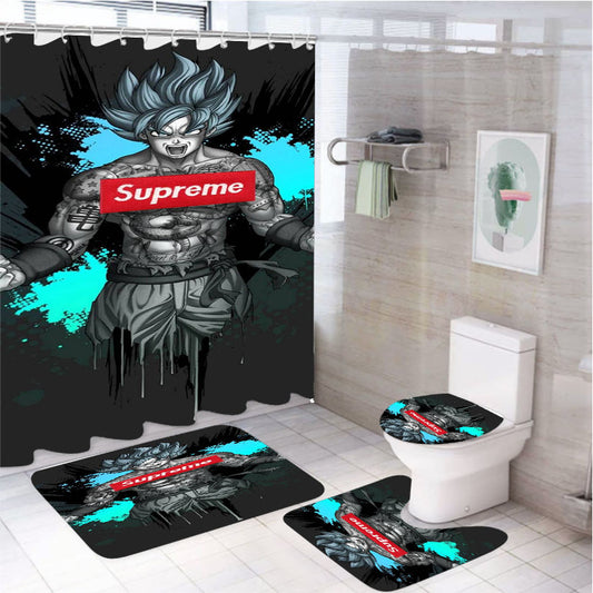 Supreme Gbz 4Pcs Bathroom Set Shower Curtain