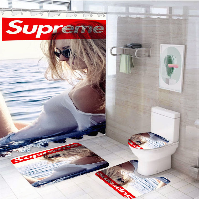 Supreme Girl Beautiful Beach 4Pcs Bathroom Set Shower Curtain