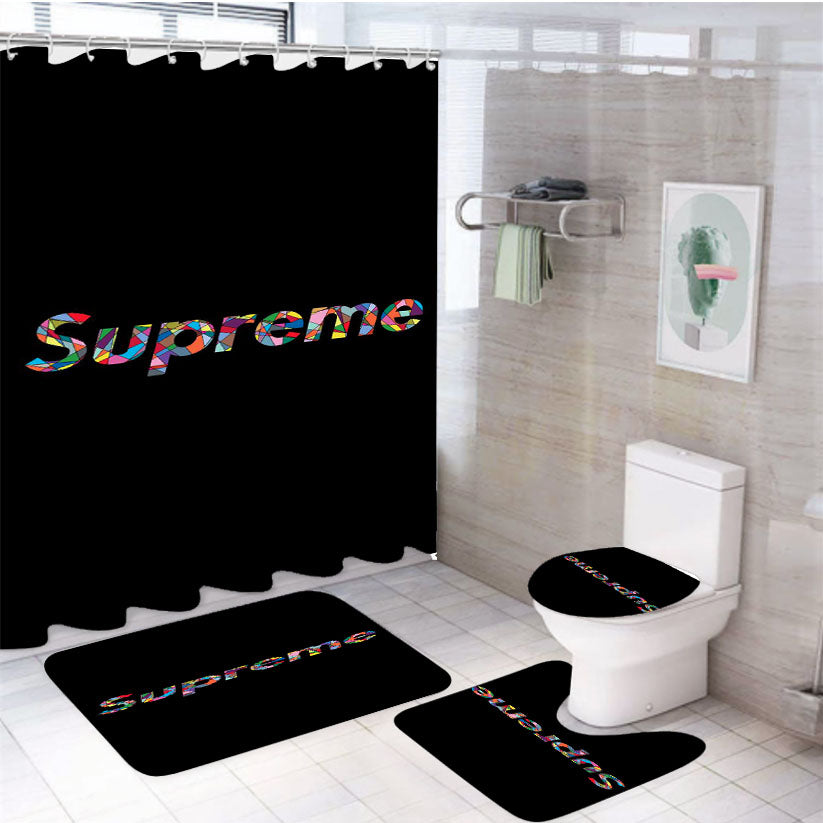 Supreme Glass Art 4Pcs Bathroom Set Shower Curtain