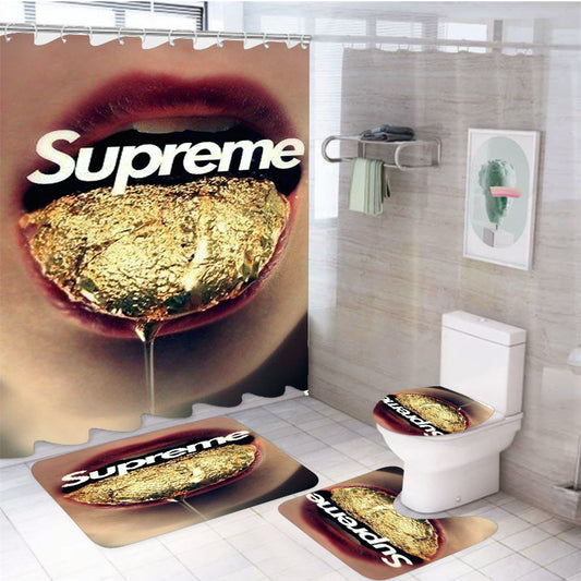 Supreme Gold 4Pcs Bathroom Set Shower Curtain