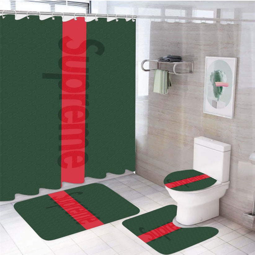 Supreme Gucci 4Pcs Bathroom Set Shower Curtain