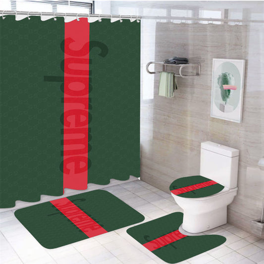 Supreme Gucci 4Pcs Bathroom Set Shower Curtain