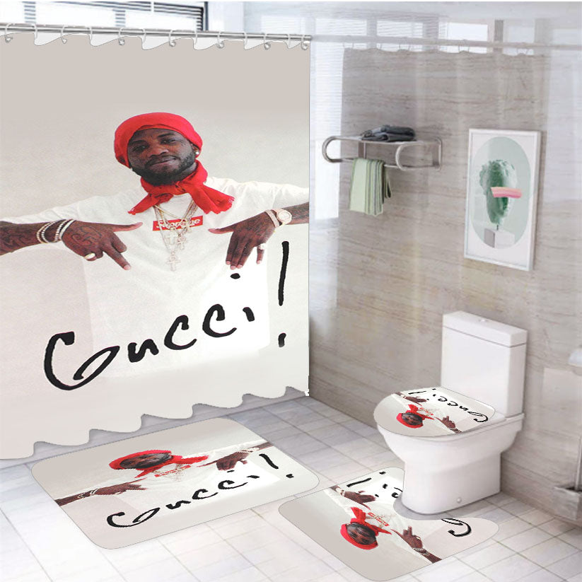 Supreme Gucci Mane 4Pcs Bathroom Set Shower Curtain