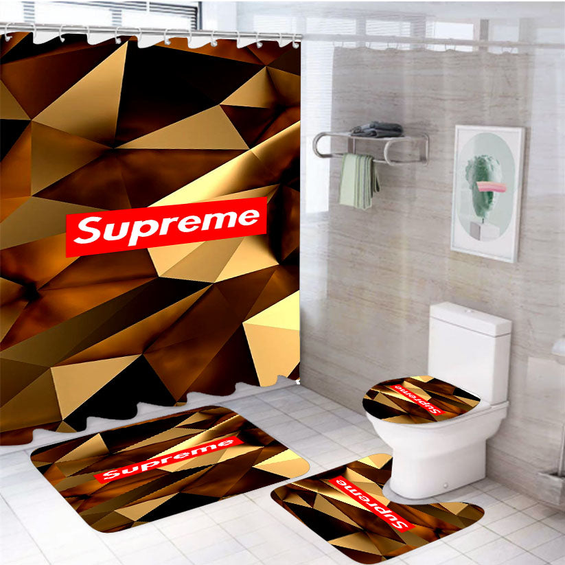 Supreme Hintergrund 4Pcs Bathroom Set Shower Curtain