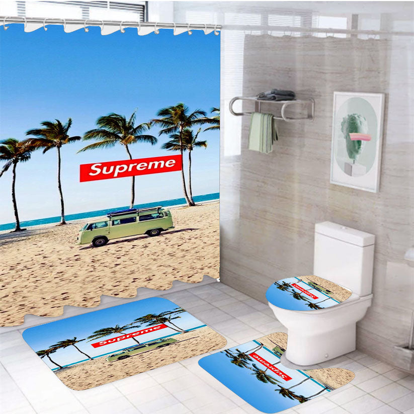 Supreme Holiday 4Pcs Bathroom Set Shower Curtain