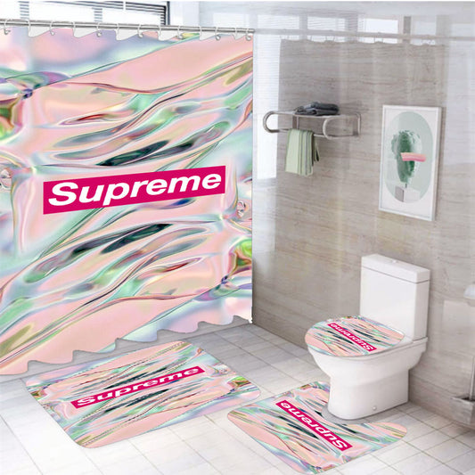Supreme Holograma 4Pcs Bathroom Set Shower Curtain