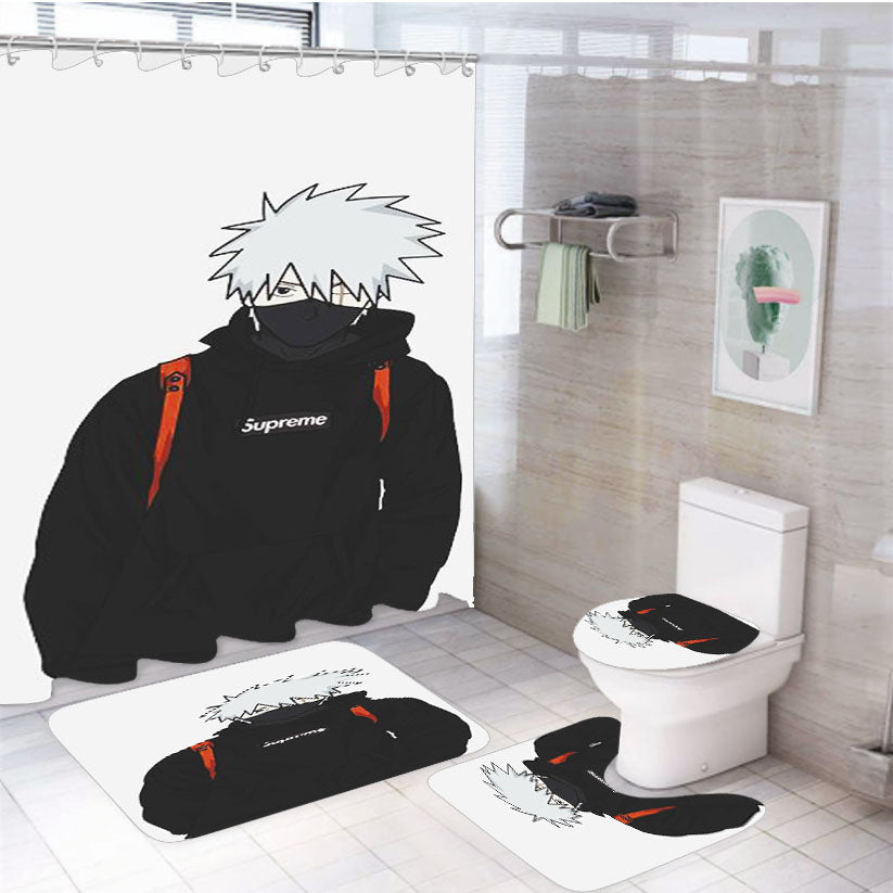 Supreme Hoodie Kakashi 4Pcs Bathroom Set Shower Curtain