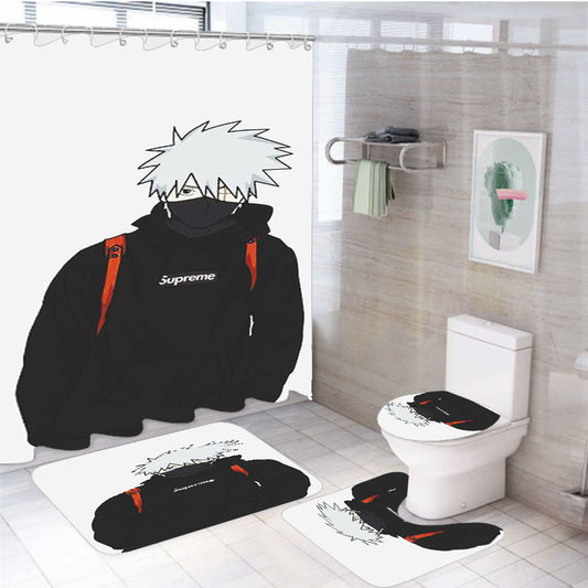 Supreme Hoodie Kakashi 4Pcs Bathroom Set Shower Curtain