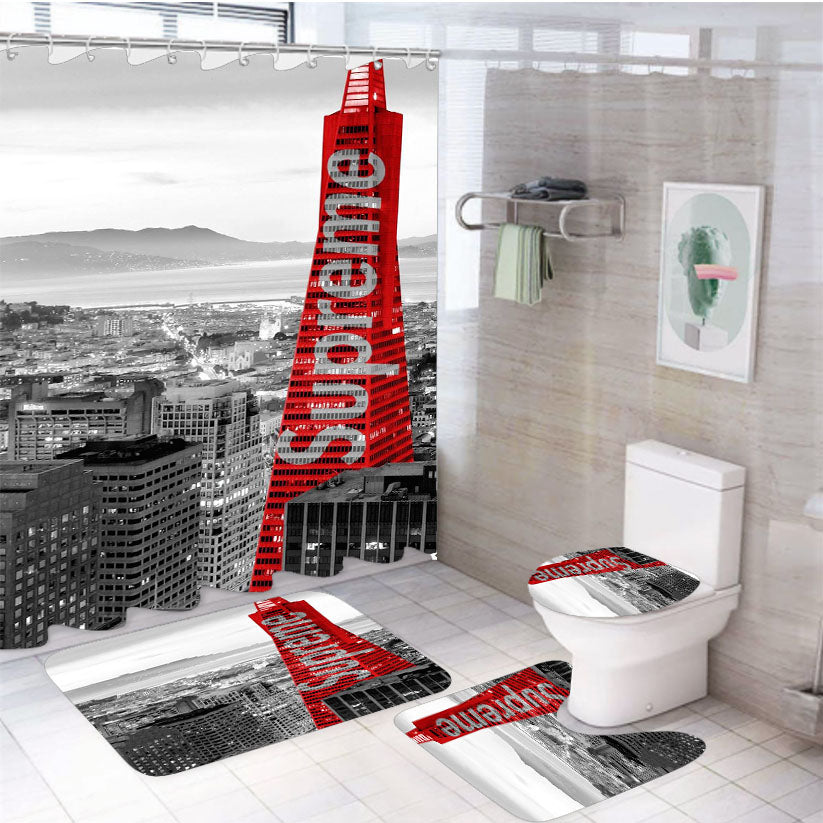 Supreme In The City 4Pcs Bathroom Set Shower Curtain