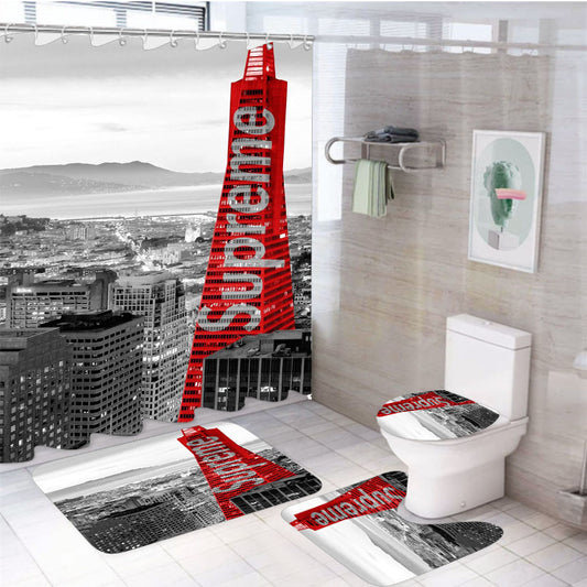 Supreme In The City 4Pcs Bathroom Set Shower Curtain
