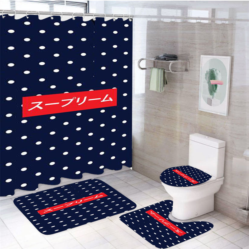 Supreme Japanese 4Pcs Bathroom Set Shower Curtain