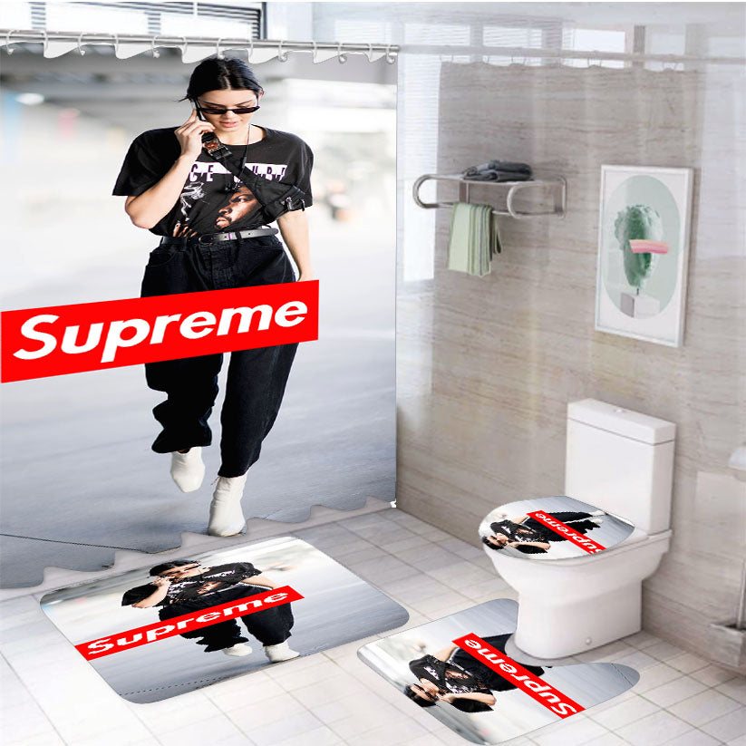 Supreme Kendall Jenner 4Pcs Bathroom Set Shower Curtain