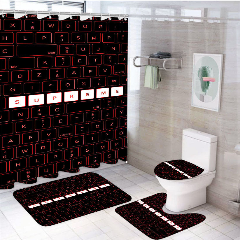 Supreme Keyboard 4Pcs Bathroom Set Shower Curtain