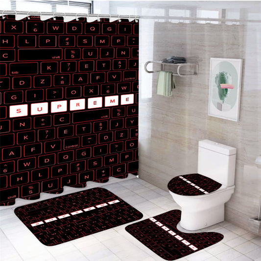 Supreme Keyboard 4Pcs Bathroom Set Shower Curtain