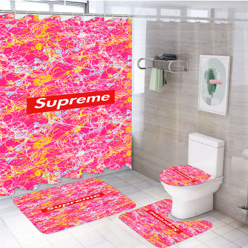 Supreme Lines 4Pcs Bathroom Set Shower Curtain