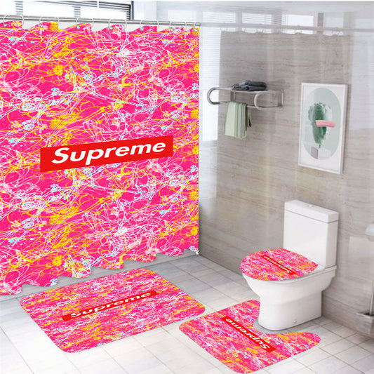 Supreme Lines 4Pcs Bathroom Set Shower Curtain