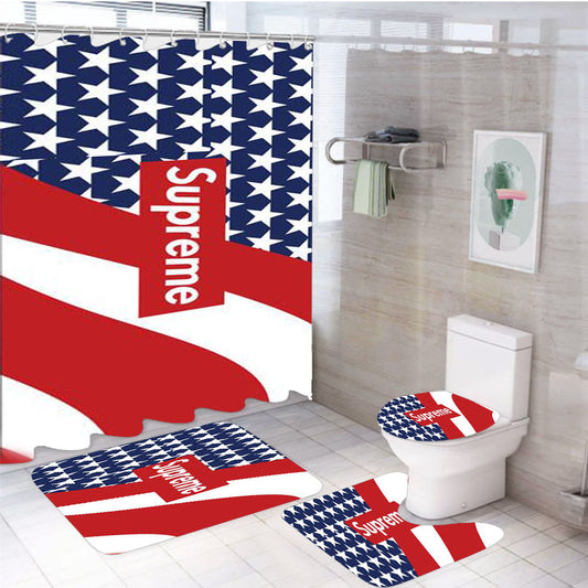 Supreme Logo X4916 4Pcs Bathroom Set Shower Curtain