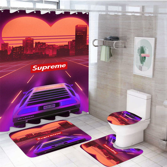 Supreme Love Car 4Pcs Bathroom Set Shower Curtain