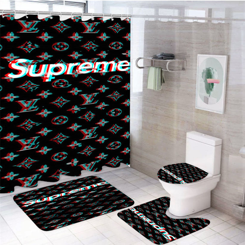 Supreme Lv 4Pcs Bathroom Set Shower Curtain