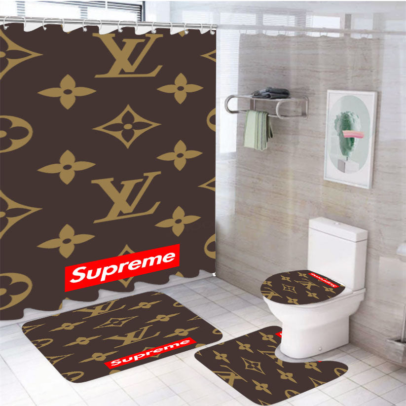 Supreme Lv Wallpaper 4Pcs Bathroom Set Shower Curtain