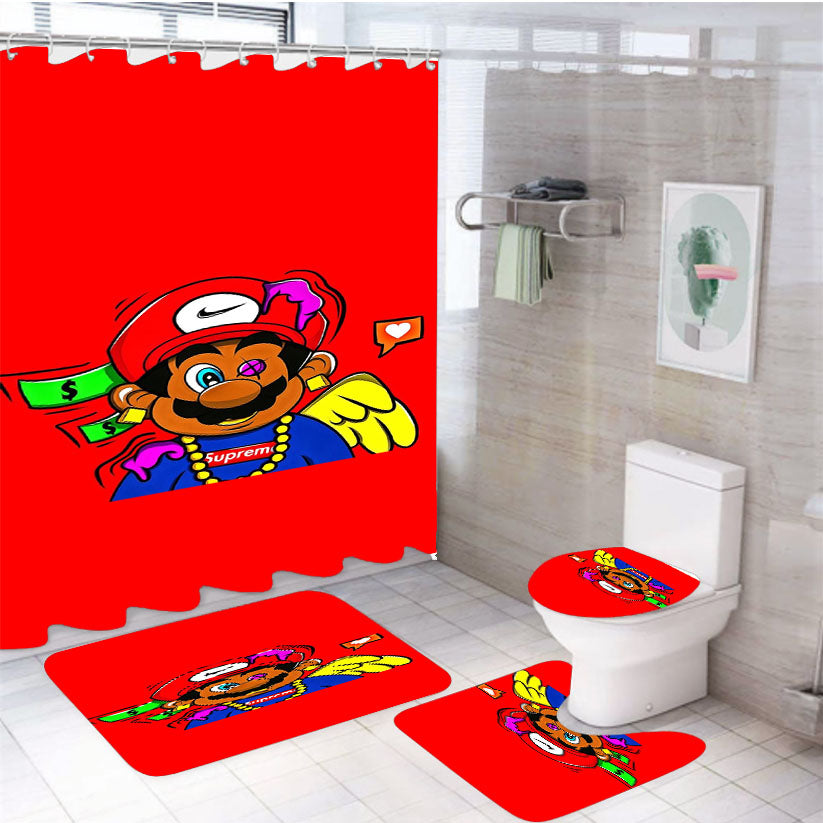 Supreme Mario 4Pcs Bathroom Set Shower Curtain
