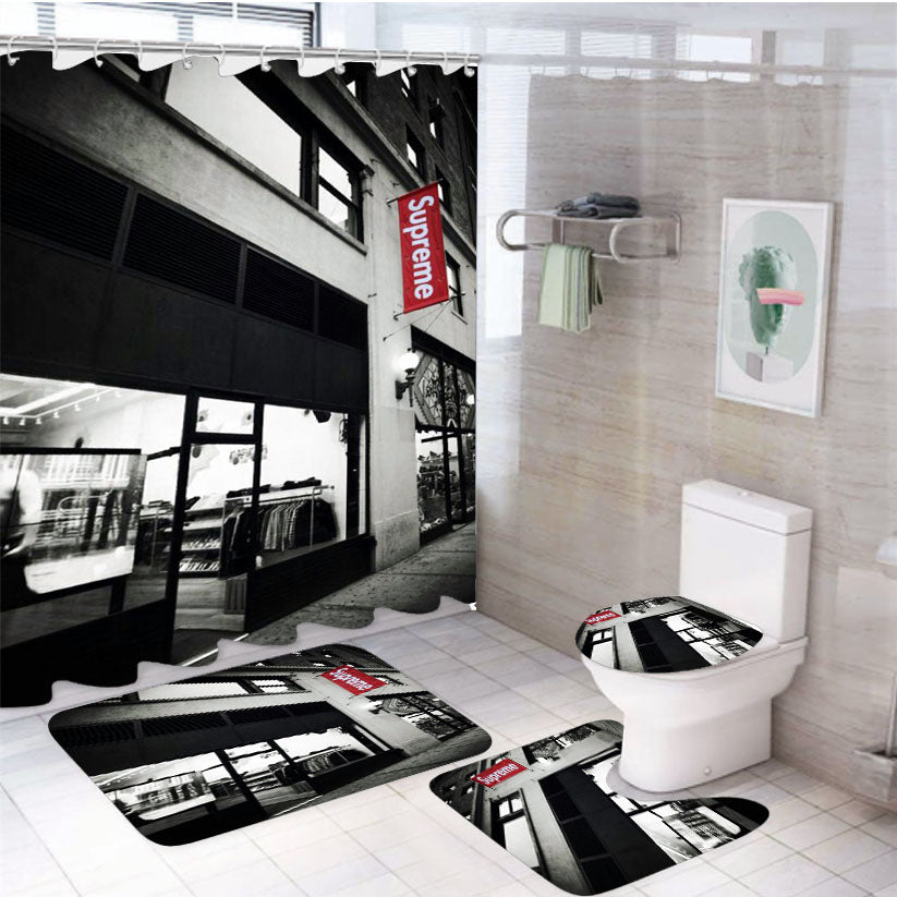 Supreme Market 4Pcs Bathroom Set Shower Curtain