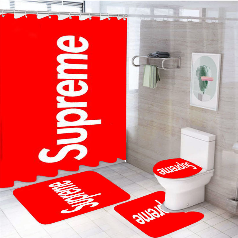 Supreme New York Clothing 4Pcs Bathroom Set Shower Curtain