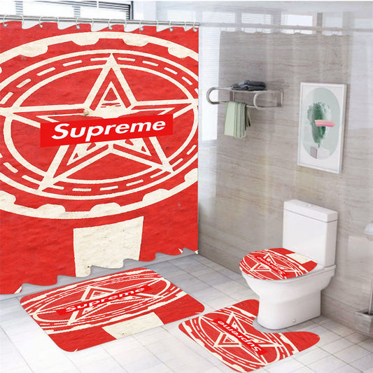 Supreme Obey Logo 4Pcs Bathroom Set Shower Curtain