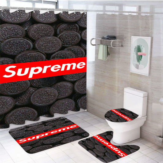 Supreme Oreos 4Pcs Bathroom Set Shower Curtain