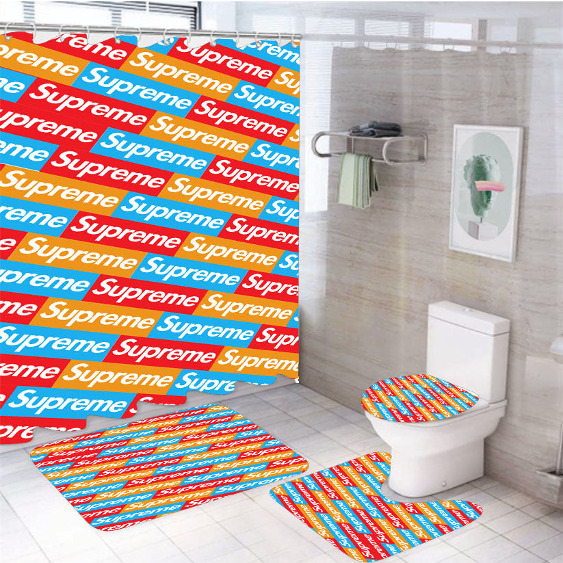 Supreme Pattern 4Pcs Bathroom Set Shower Curtain