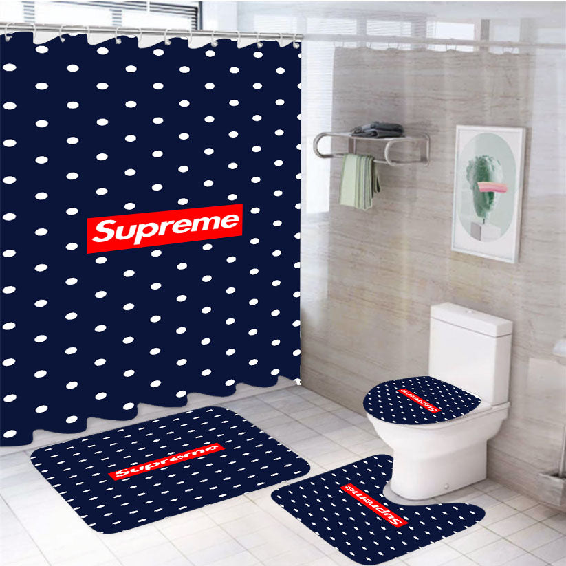 Supreme Polkadot 4Pcs Bathroom Set Shower Curtain