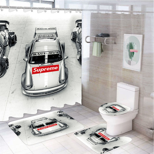 Supreme Porsche 911 4Pcs Bathroom Set Shower Curtain