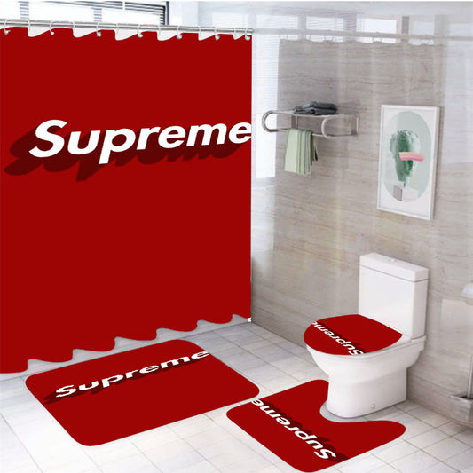 Supreme Red 3D 4Pcs Bathroom Set Shower Curtain
