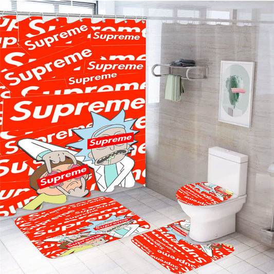 Supreme Rick And Morty Hype Eye 4Pcs Bathroom Set Shower Curtain