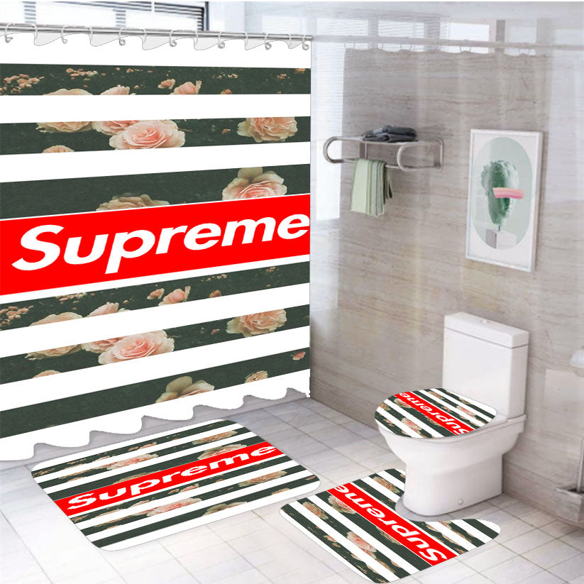 Supreme Rose 4Pcs Bathroom Set Shower Curtain
