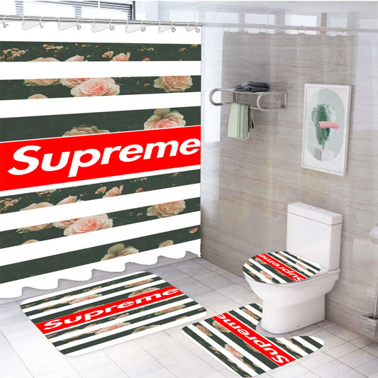 Supreme Rose 4Pcs Bathroom Set Shower Curtain
