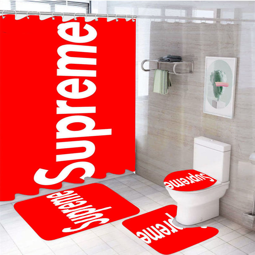 Supreme Simple Logo 4Pcs Bathroom Set Shower Curtain