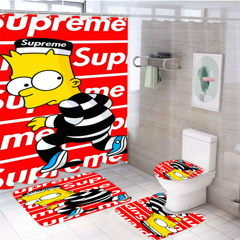 Supreme Simpsons 4Pcs Bathroom Set Shower Curtain
