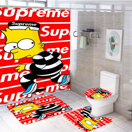 Supreme Simpsons 4Pcs Bathroom Set Shower Curtain