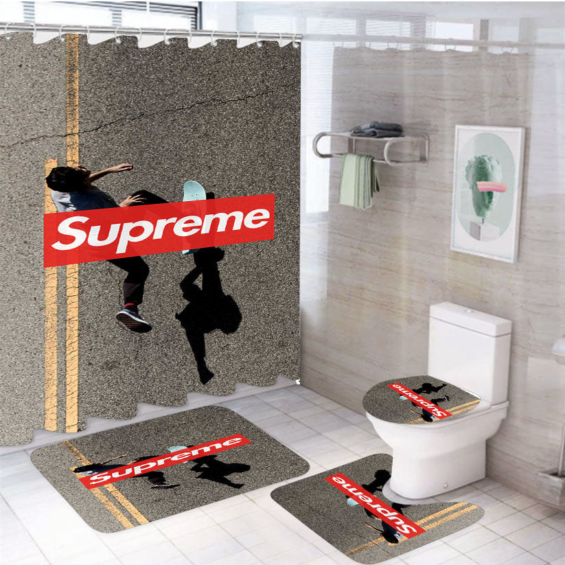 Supreme Skate 4Pcs Bathroom Set Shower Curtain