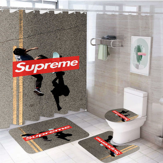 Supreme Skate 4Pcs Bathroom Set Shower Curtain