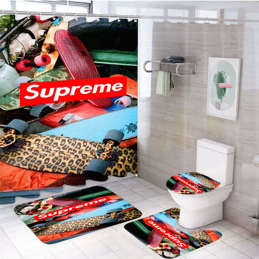 Supreme Skateboard 4Pcs Bathroom Set Shower Curtain