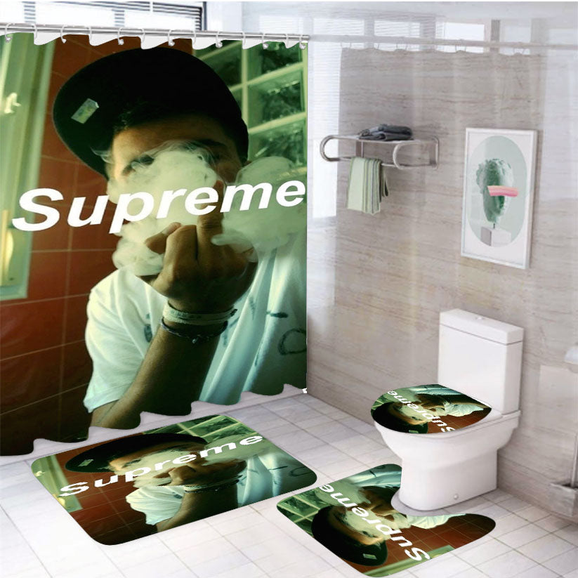 Supreme Smoke 4Pcs Bathroom Set Shower Curtain
