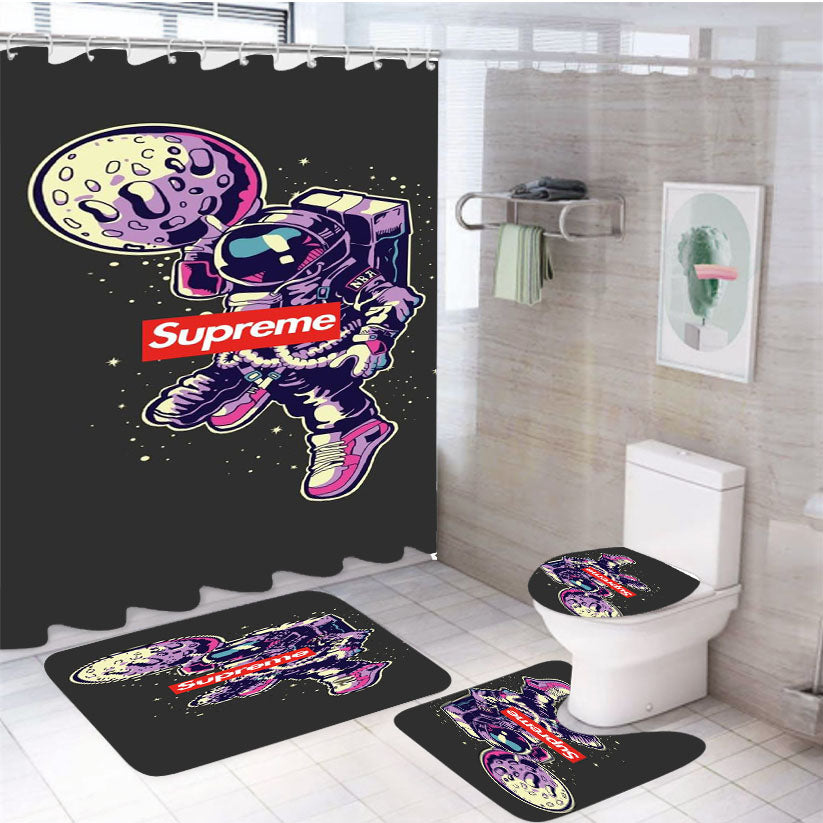Supreme Space 4Pcs Bathroom Set Shower Curtain