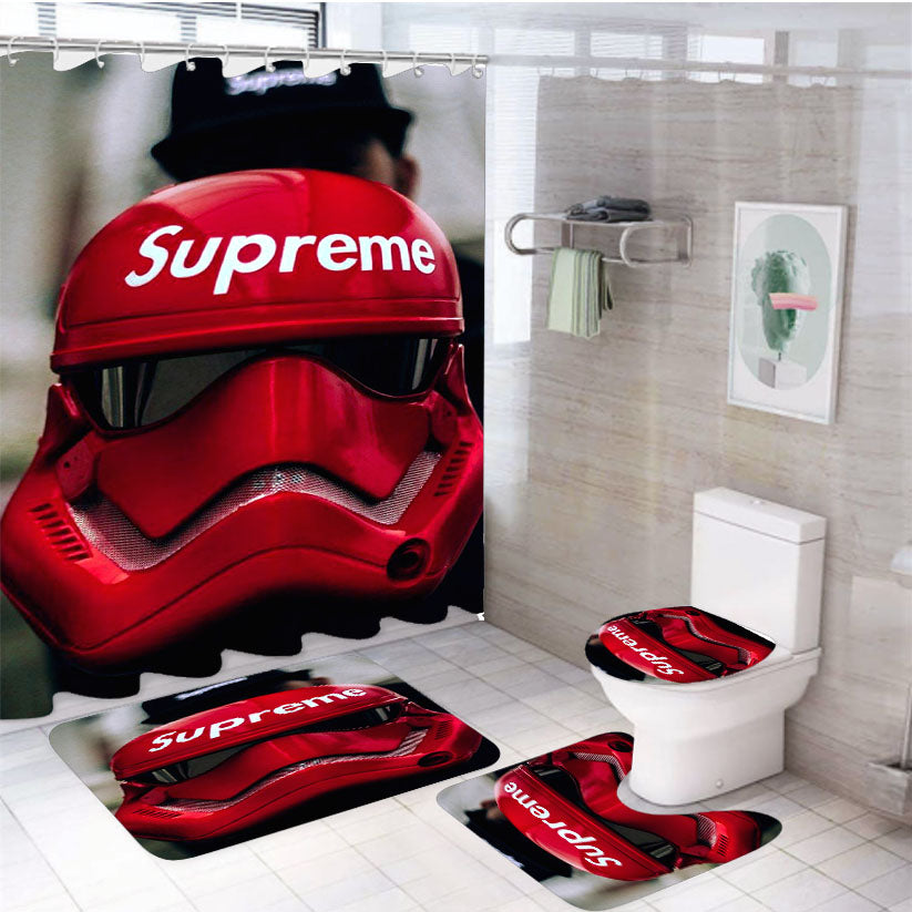 Supreme Star Wars Helmet 4Pcs Bathroom Set Shower Curtain