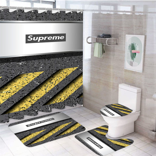 Supreme Street 4Pcs Bathroom Set Shower Curtain