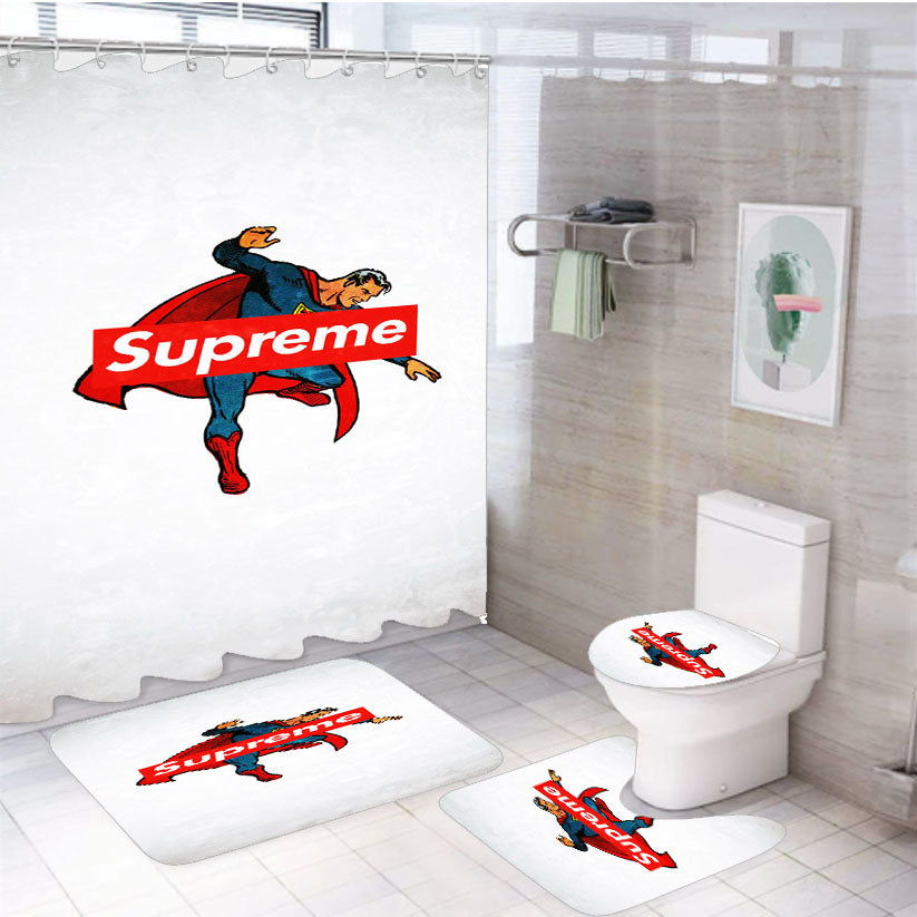 Supreme Superman 4Pcs Bathroom Set Shower Curtain